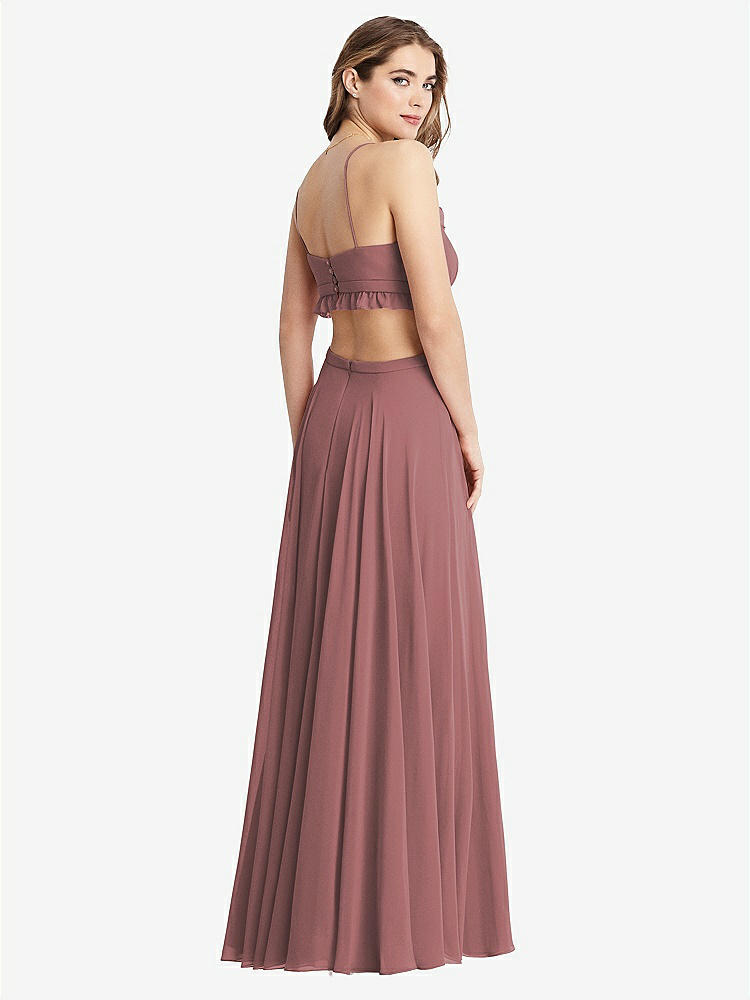 【STYLE: LB014】Ruffled Chiffon Cutout Maxi Dress - Jessie【COLOR: Rosewood】