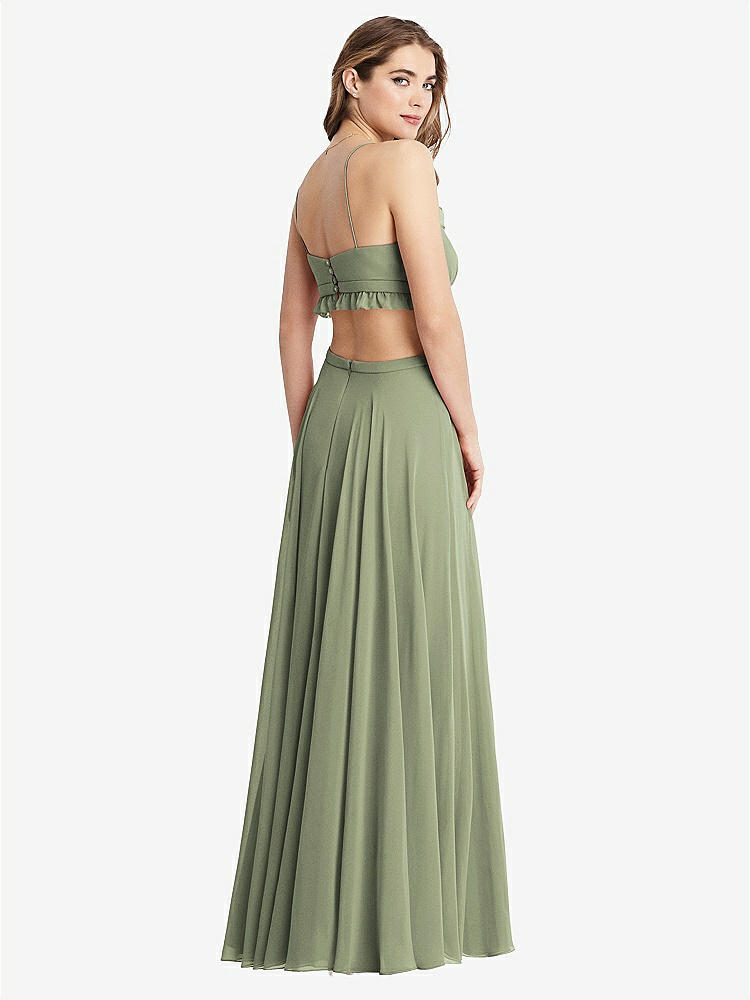 【STYLE: LB014】Ruffled Chiffon Cutout Maxi Dress - Jessie【COLOR: Sage】