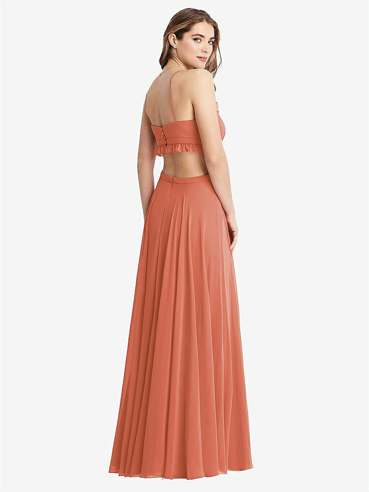 【STYLE: LB014】Ruffled Chiffon Cutout Maxi Dress - Jessie【COLOR: Terracotta Copper】