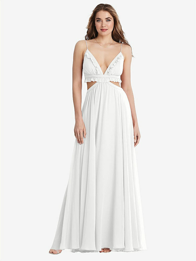 【STYLE: LB014】Ruffled Chiffon Cutout Maxi Dress - Jessie【COLOR: White】