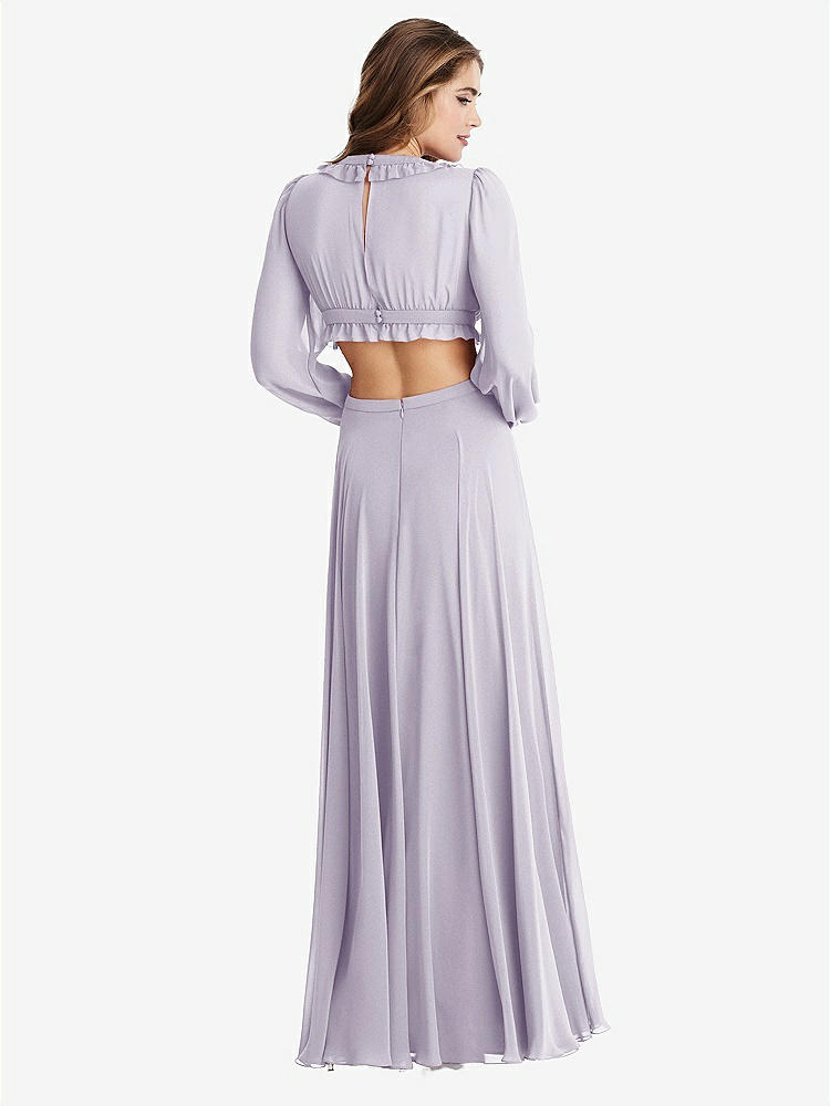 【STYLE: LB015】Bishop Sleeve Ruffled Chiffon Cutout Maxi Dress - Harlow 【COLOR: Moondance】