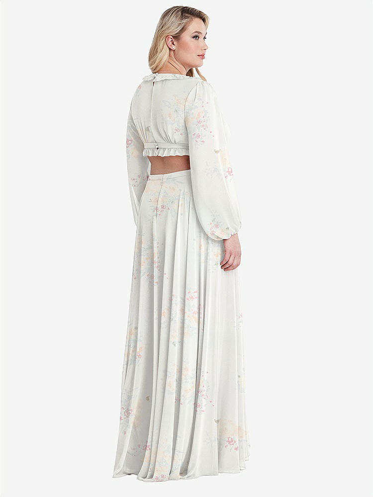 【STYLE: LB015】Bishop Sleeve Ruffled Chiffon Cutout Maxi Dress - Harlow 【COLOR: Spring Fling】