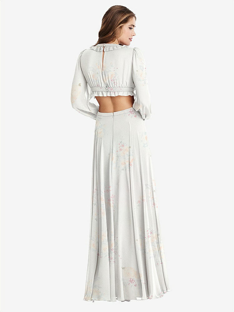 【STYLE: LB015】Bishop Sleeve Ruffled Chiffon Cutout Maxi Dress - Harlow 【COLOR: Spring Fling】