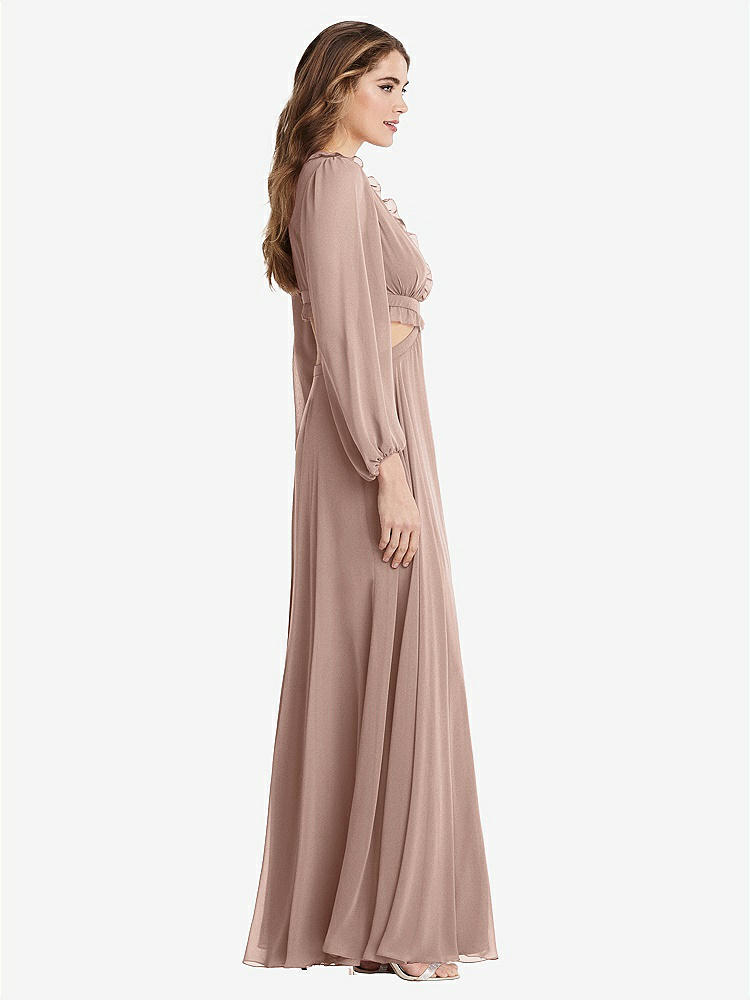 【STYLE: LB015】Bishop Sleeve Ruffled Chiffon Cutout Maxi Dress - Harlow 【COLOR: Bliss】