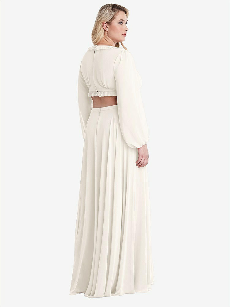 【STYLE: LB015】Bishop Sleeve Ruffled Chiffon Cutout Maxi Dress - Harlow 【COLOR: Ivory】