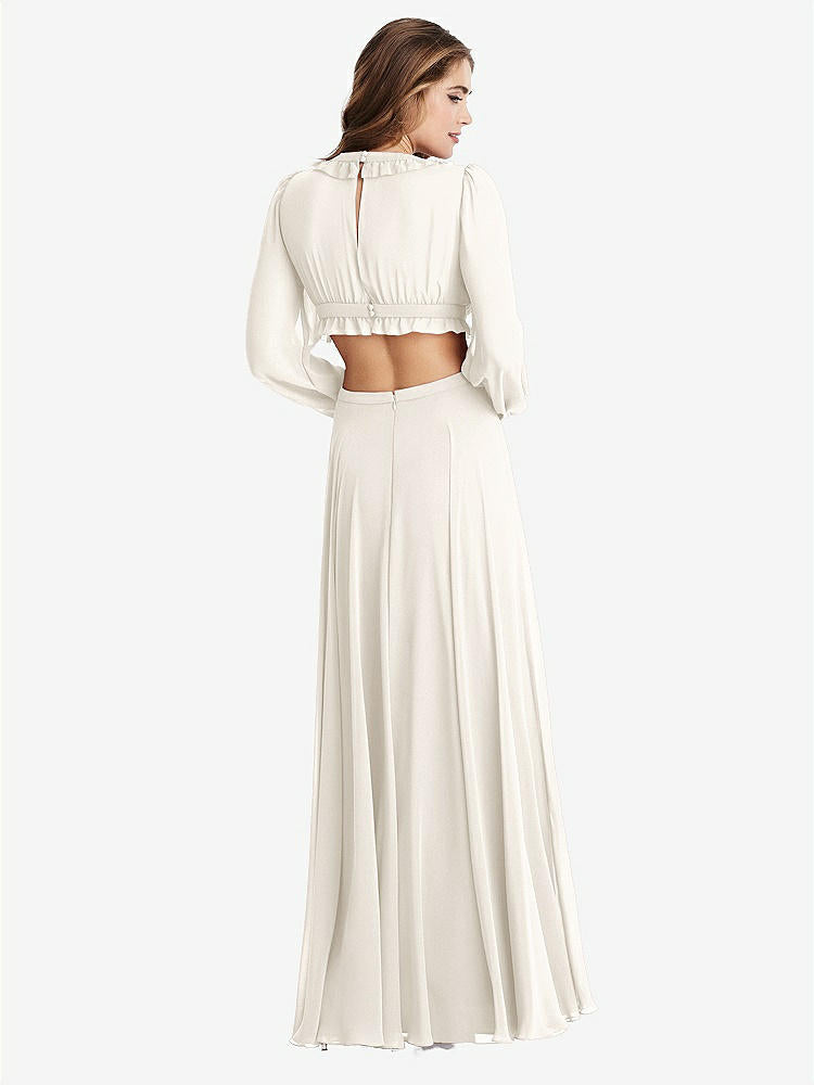 【STYLE: LB015】Bishop Sleeve Ruffled Chiffon Cutout Maxi Dress - Harlow 【COLOR: Ivory】