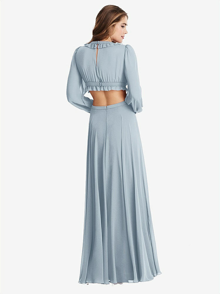 【STYLE: LB015】Bishop Sleeve Ruffled Chiffon Cutout Maxi Dress - Harlow 【COLOR: Mist】