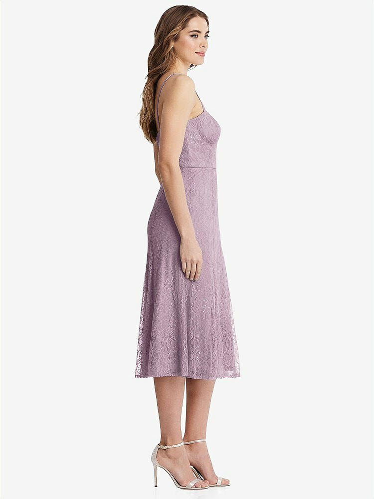 【STYLE: 1533】Lace Bustier Midi Dress with Spaghetti Straps【COLOR: Suede Rose】