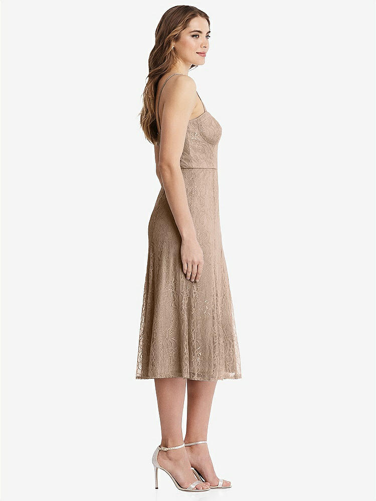 【STYLE: 1533】Lace Bustier Midi Dress with Spaghetti Straps【COLOR: Topaz】