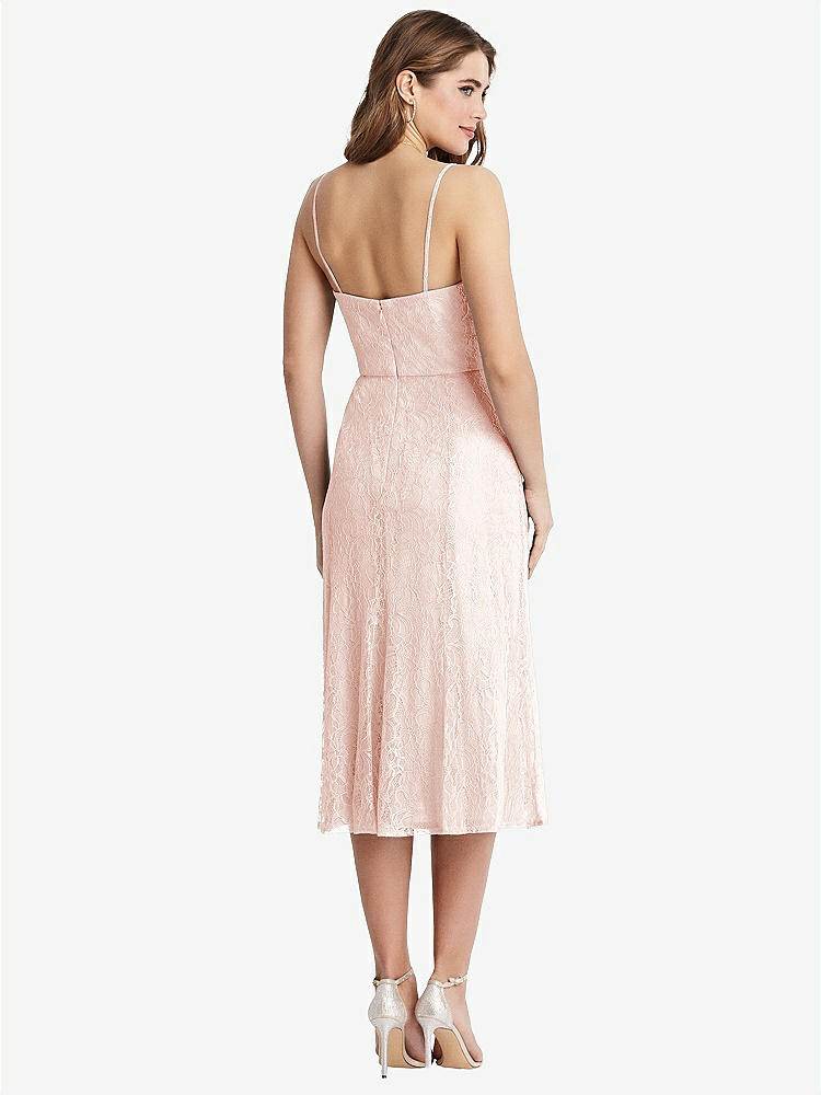 【STYLE: 1533】Lace Bustier Midi Dress with Spaghetti Straps【COLOR: Blush】