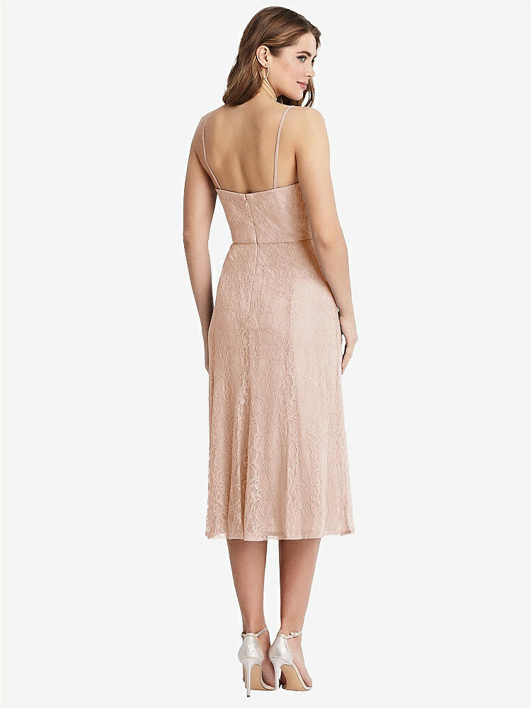 【STYLE: 1533】Lace Bustier Midi Dress with Spaghetti Straps【COLOR: Cameo】