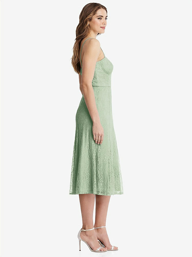 【STYLE: 1533】Lace Bustier Midi Dress with Spaghetti Straps【COLOR: Celadon】