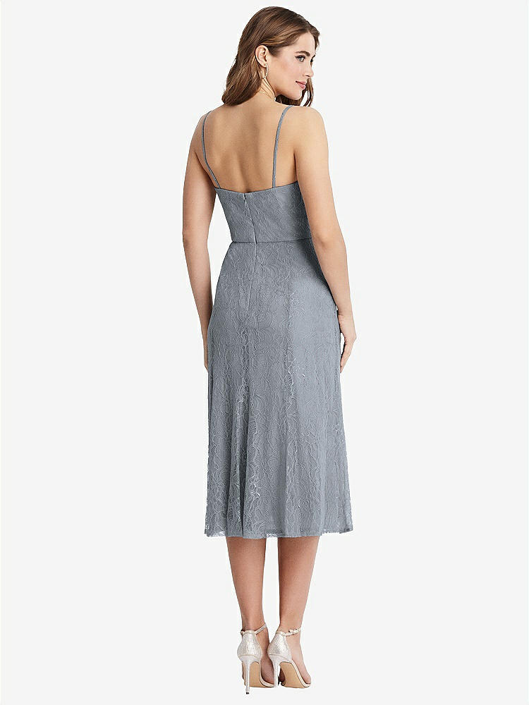 【STYLE: 1533】Lace Bustier Midi Dress with Spaghetti Straps【COLOR: Platinum】