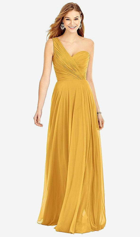 【STYLE: TH025】One-Shoulder Draped Chiffon Maxi Dress - Dani【COLOR: NYC Yellow】