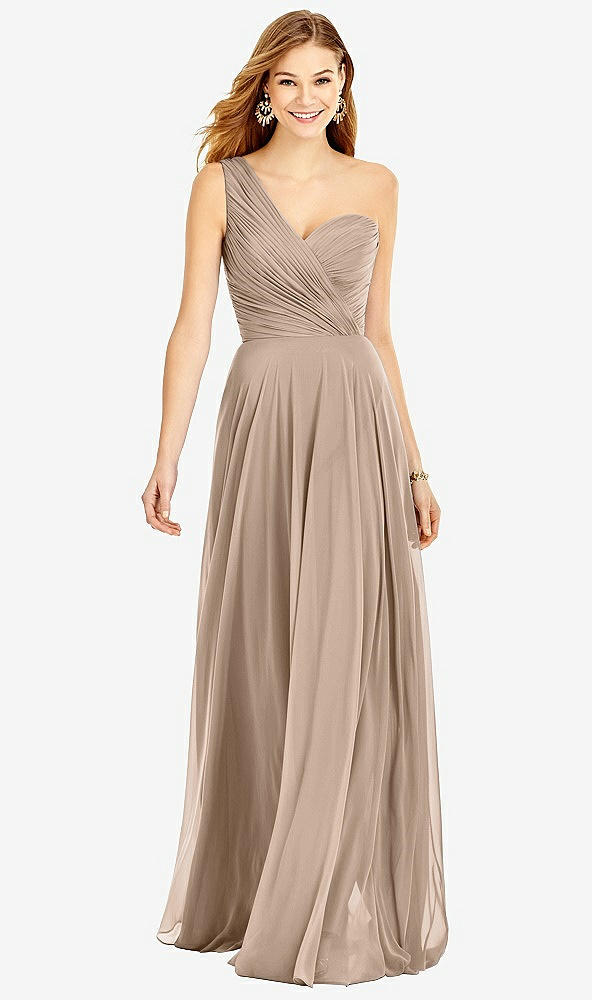【STYLE: TH025】One-Shoulder Draped Chiffon Maxi Dress - Dani【COLOR: Topaz】