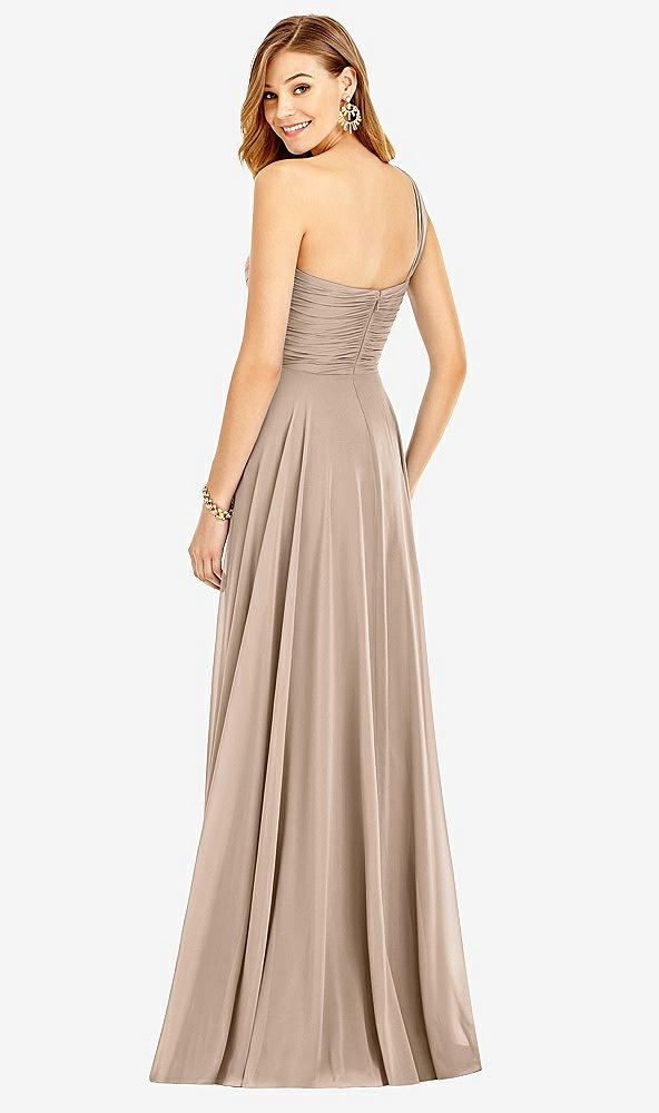 【STYLE: TH025】One-Shoulder Draped Chiffon Maxi Dress - Dani【COLOR: Topaz】