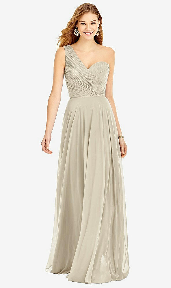 【STYLE: TH025】One-Shoulder Draped Chiffon Maxi Dress - Dani【COLOR: Champagne】