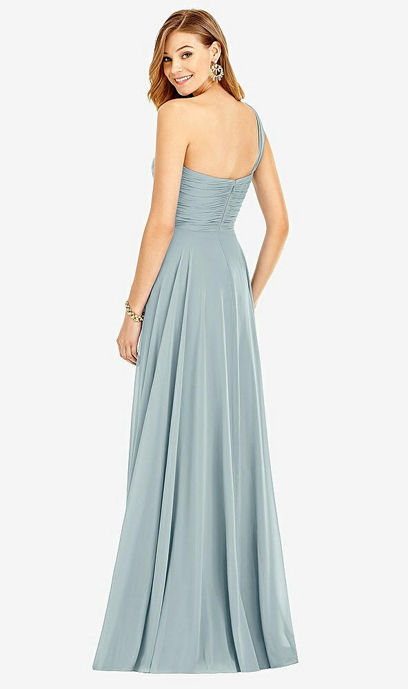 【STYLE: TH025】One-Shoulder Draped Chiffon Maxi Dress - Dani【COLOR: Morning Sky】