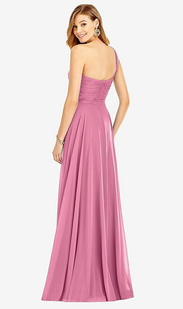 【STYLE: TH025】One-Shoulder Draped Chiffon Maxi Dress - Dani【COLOR: Orchid Pink】