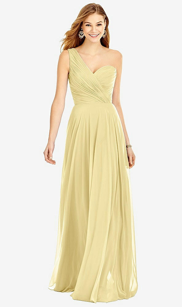 【STYLE: TH025】One-Shoulder Draped Chiffon Maxi Dress - Dani【COLOR: Pale Yellow】