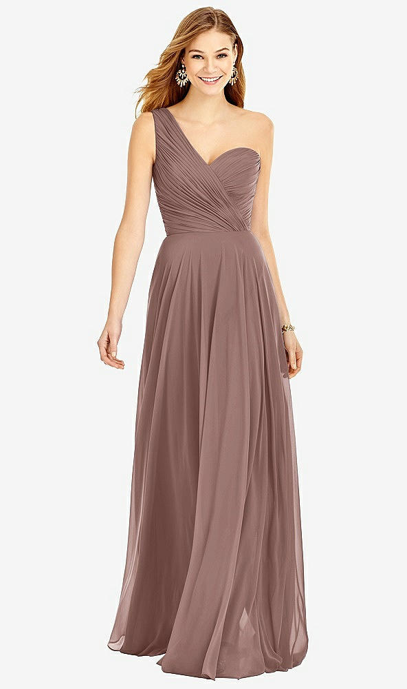 【STYLE: TH025】One-Shoulder Draped Chiffon Maxi Dress - Dani【COLOR: Sienna】