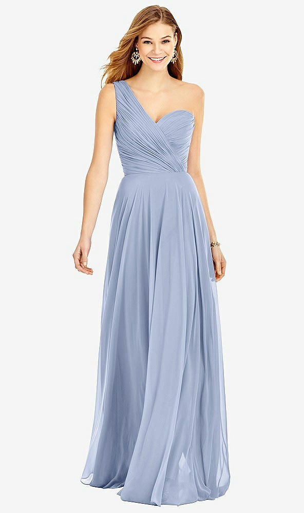 【STYLE: TH025】One-Shoulder Draped Chiffon Maxi Dress - Dani【COLOR: Sky Blue】