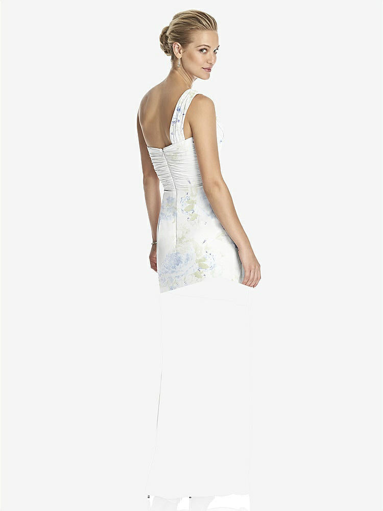 【NEW】【STYLE: TH027】ワンショルダー ドレープ マキシ ドレス 前面 スリット  -  aeroryn【COLOR: Bleu Garden】【SIZE: 00-30W】