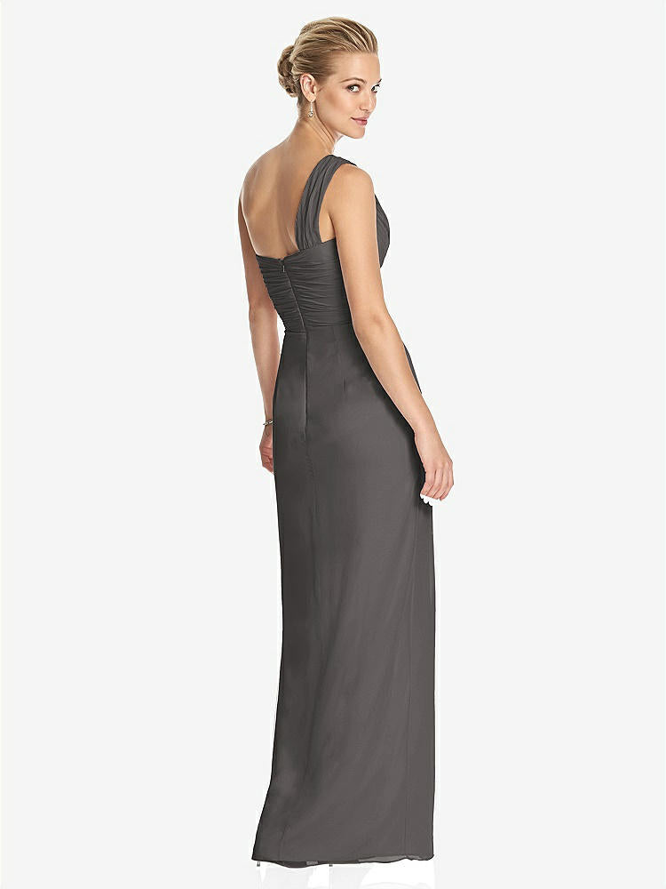 【NEW】【STYLE: TH027】ワンショルダー ドレープ マキシ ドレス 前面 スリット  -  aeroryn【COLOR: Caviar Gray】【SIZE: 00-30W】