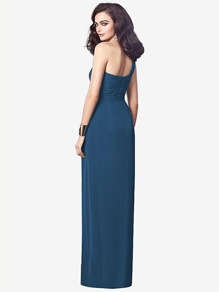 【STYLE: TH027】One-Shoulder Draped Maxi Dress with Front Slit - Aeryn【COLOR: Dusk Blue】