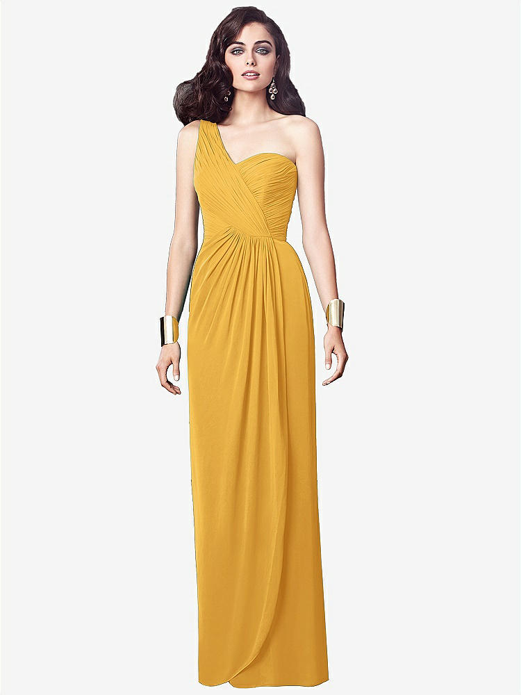 【STYLE: TH027】One-Shoulder Draped Maxi Dress with Front Slit - Aeryn【COLOR: NYC Yellow】