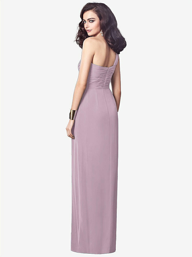 【NEW】【STYLE: TH027】ワンショルダー ドレープ マキシ ドレス 前面 スリット - aeroryn【COLOR: Suede Rose】【SIZE: 00-30W】