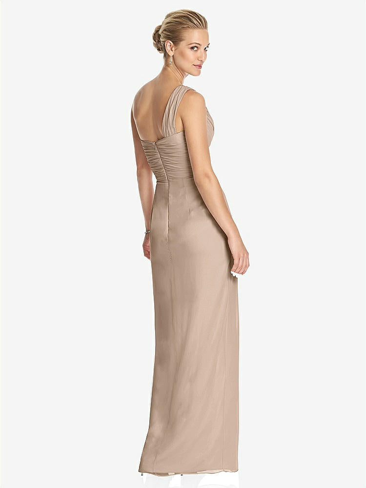 【STYLE: TH027】One-Shoulder Draped Maxi Dress with Front Slit - Aeryn【COLOR: Topaz】