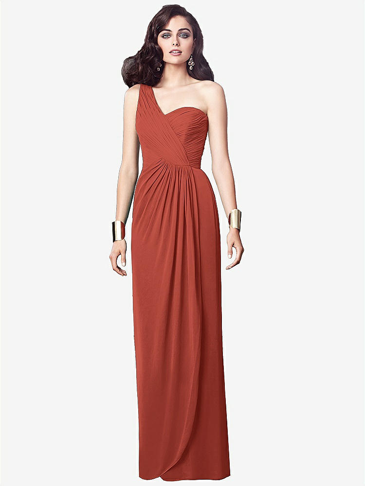 【STYLE: TH027】One-Shoulder Draped Maxi Dress with Front Slit - Aeryn【COLOR: Amber Sunset】