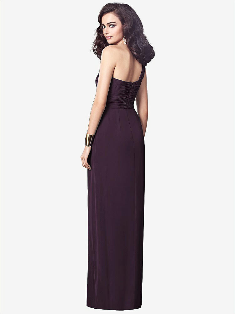 【NEW】【STYLE: TH027】ワンショルダー ドレープ マキシ ドレス 前面 スリット - aeroryn【COLOR: Aubergine】【SIZE: 00-30W】