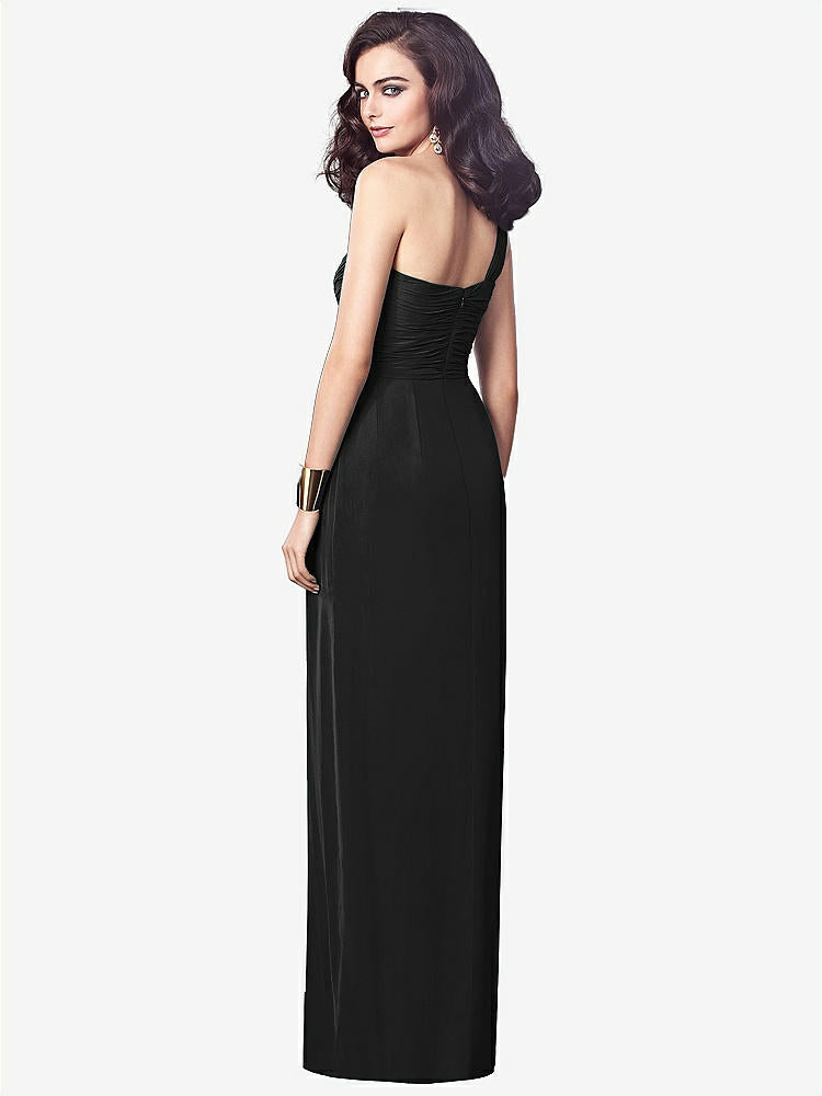 【STYLE: TH027】One-Shoulder Draped Maxi Dress with Front Slit - Aeryn【COLOR: Black】