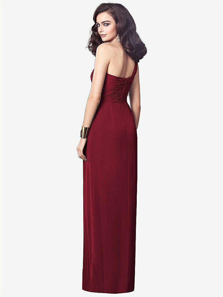 【STYLE: TH027】One-Shoulder Draped Maxi Dress with Front Slit - Aeryn【COLOR: Burgundy】