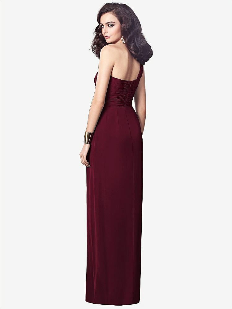 【STYLE: TH027】One-Shoulder Draped Maxi Dress with Front Slit - Aeryn【COLOR: Cabernet】