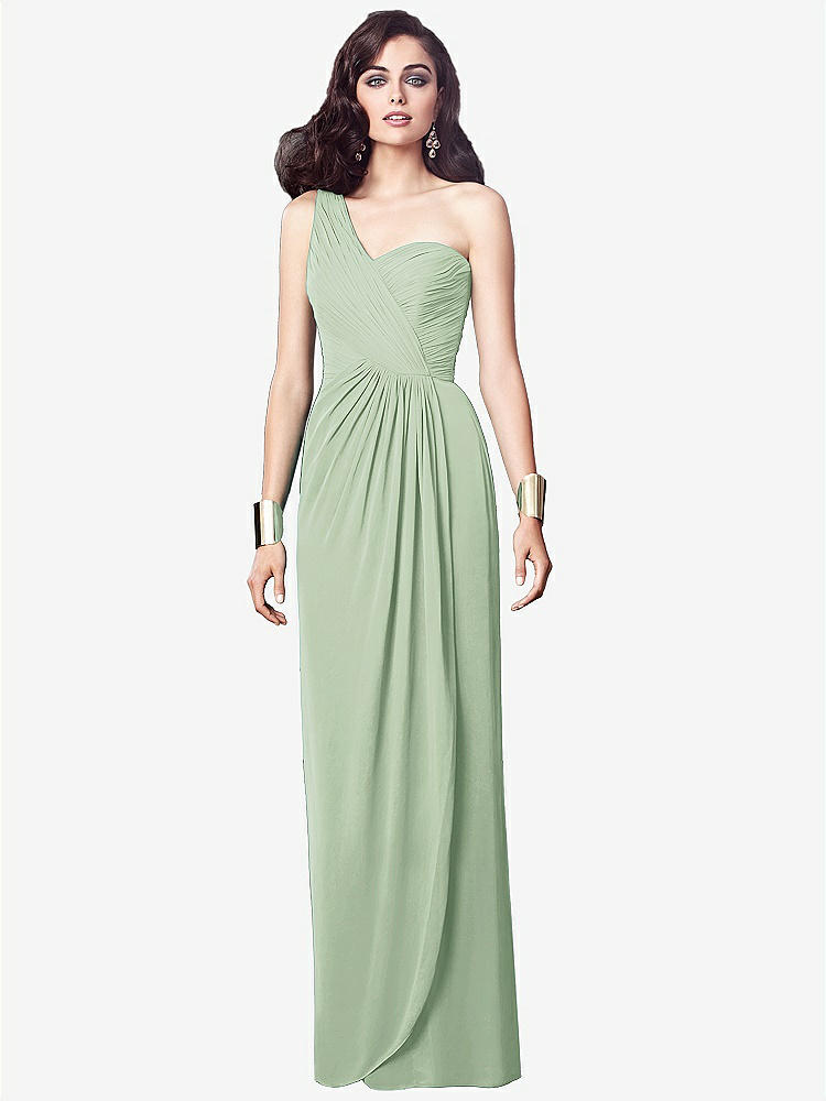 【STYLE: TH027】One-Shoulder Draped Maxi Dress with Front Slit - Aeryn【COLOR: Celadon】