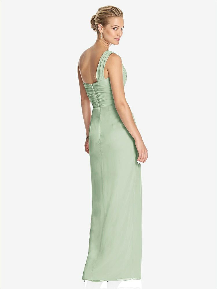 【STYLE: TH027】One-Shoulder Draped Maxi Dress with Front Slit - Aeryn【COLOR: Celadon】
