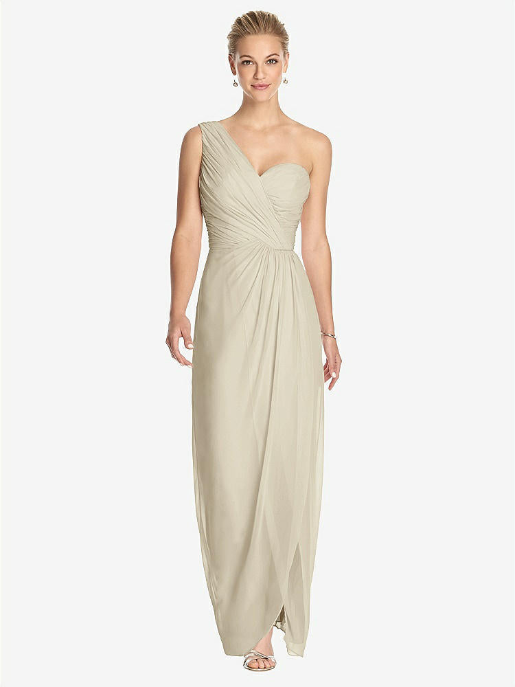 【STYLE: TH027】One-Shoulder Draped Maxi Dress with Front Slit - Aeryn【COLOR: Champagne】