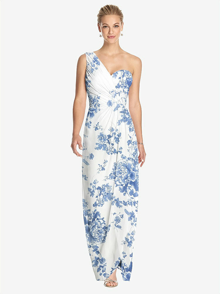 【NEW】【STYLE: TH027】ワンショルダー ドレープ マキシ ドレス 前面 スリット - aeroryn【COLOR: Cottage Rose Dusk Blue】【SIZE: 00-30W】