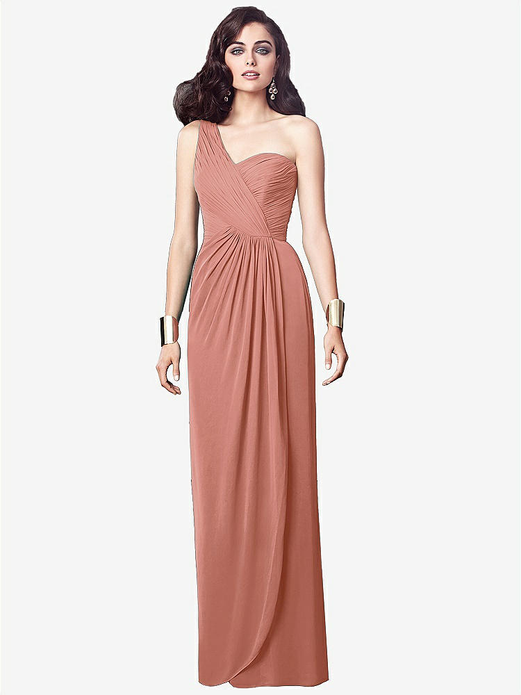 【STYLE: TH027】One-Shoulder Draped Maxi Dress with Front Slit - Aeryn【COLOR: Desert Rose】