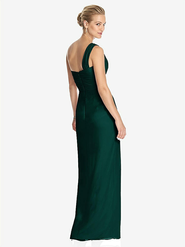 【NEW】【STYLE: TH027】ワンショルダー ドレープ マキシ ドレス 前面 スリット - aeroryn【COLOR: Evergreen】【SIZE: 00-30W】