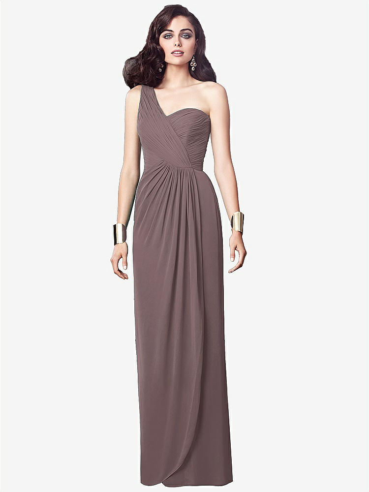 【STYLE: TH027】One-Shoulder Draped Maxi Dress with Front Slit - Aeryn【COLOR: French Truffle】