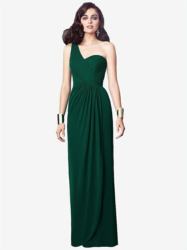 【STYLE: TH027】One-Shoulder Draped Maxi Dress with Front Slit - Aeryn【COLOR: Hunter Green】