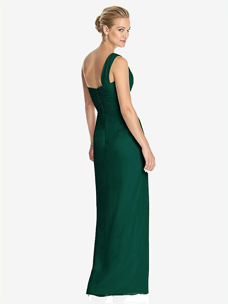 【STYLE: TH027】One-Shoulder Draped Maxi Dress with Front Slit - Aeryn【COLOR: Hunter Green】