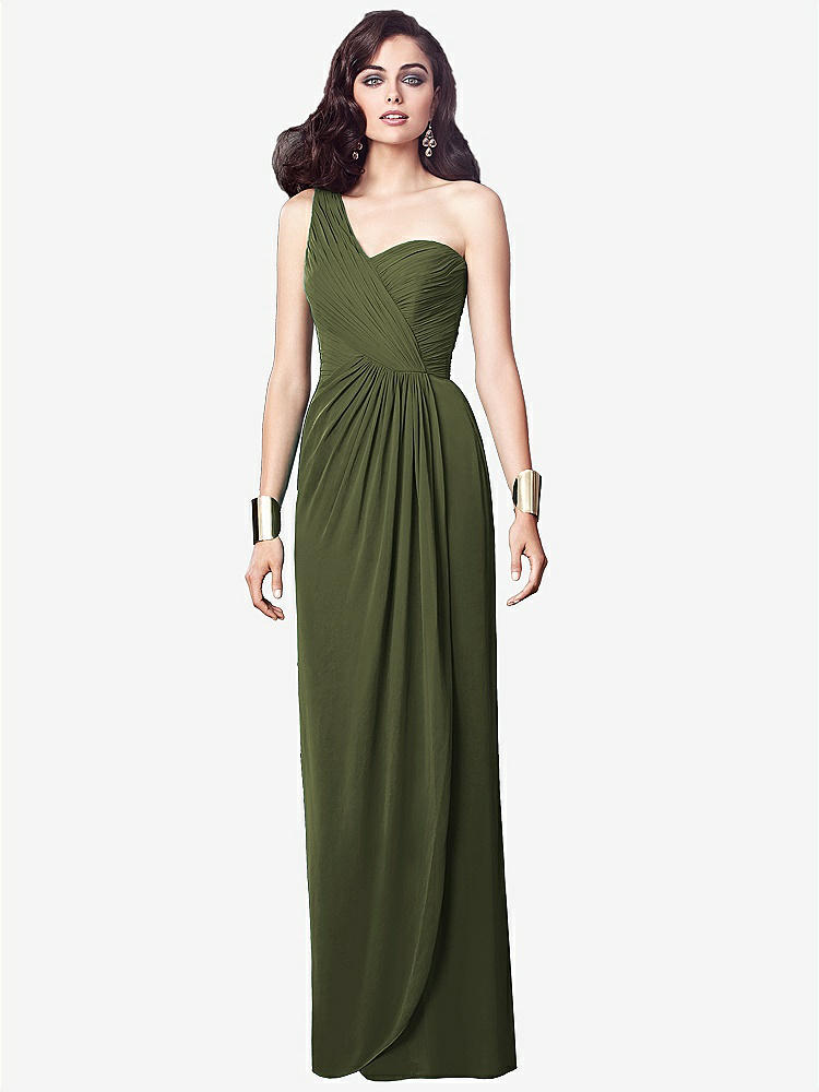 【STYLE: TH027】One-Shoulder Draped Maxi Dress with Front Slit - Aeryn【COLOR: Olive Green】