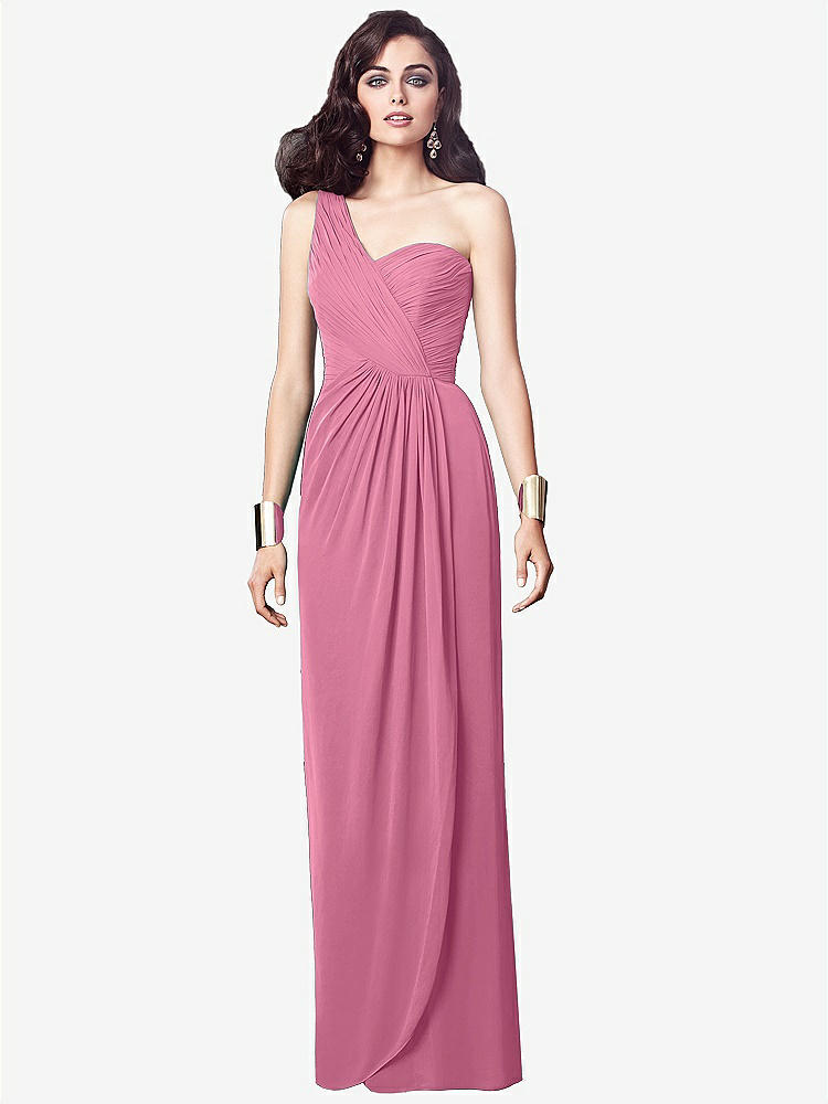 【STYLE: TH027】One-Shoulder Draped Maxi Dress with Front Slit - Aeryn【COLOR: Orchid Pink】
