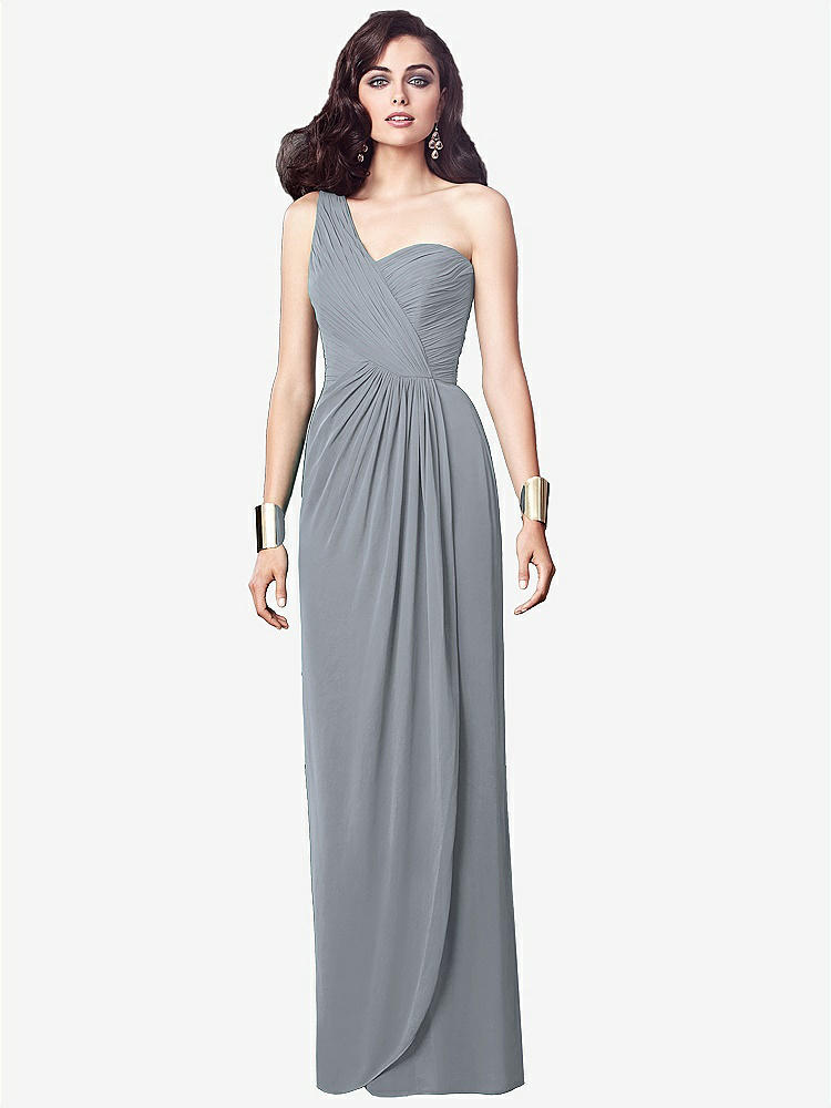 【STYLE: TH027】One-Shoulder Draped Maxi Dress with Front Slit - Aeryn【COLOR: Platinum】