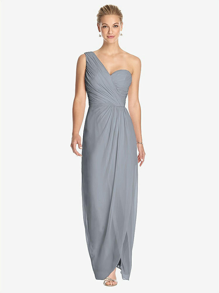 【STYLE: TH027】One-Shoulder Draped Maxi Dress with Front Slit - Aeryn【COLOR: Platinum】